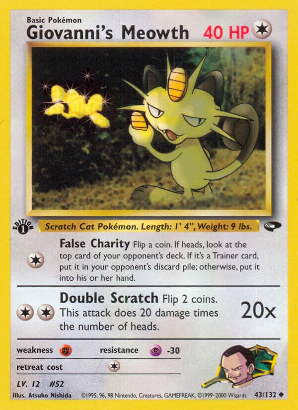 Giovanni's Meowth 043/132 — Gym Challenge (English Pokémon TCG card)