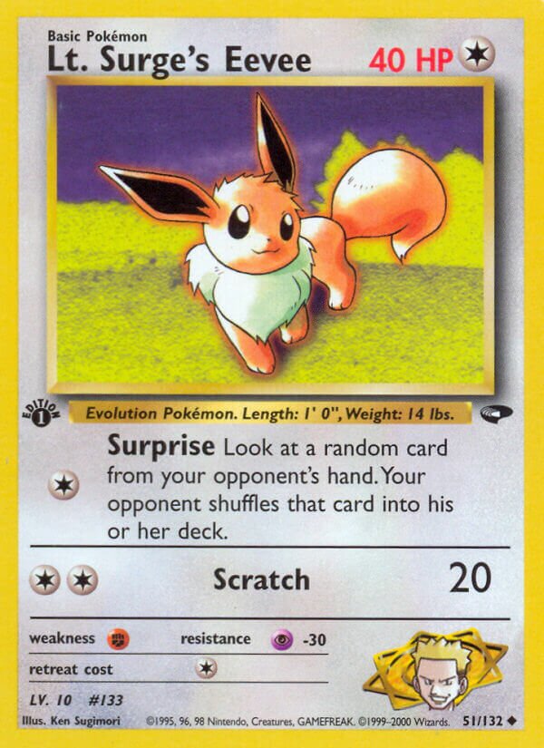 Lt. Surge's Eevee 051/132 — Gym Challenge (English Pokémon TCG card)