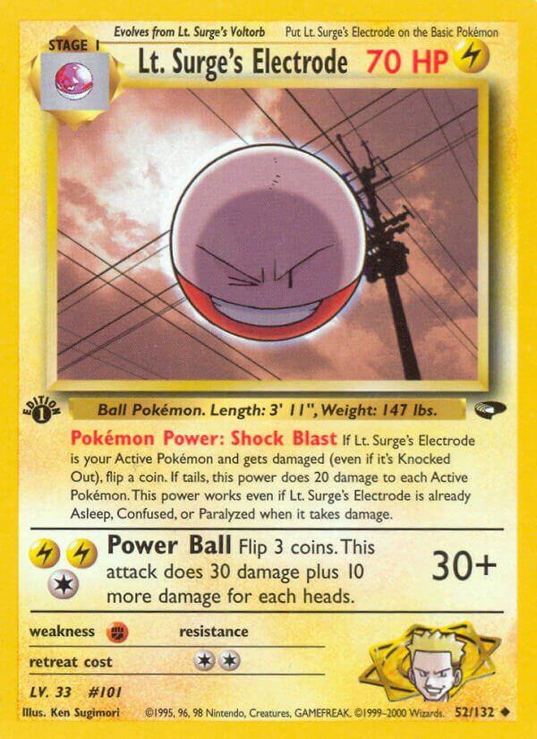 Lt. Surge's Electrode 052/132 — Gym Challenge (English Pokémon TCG card)