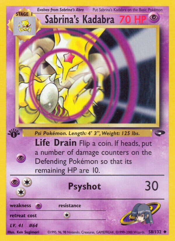 Sabrina's Kadabra 058/132 — Gym Challenge (English Pokémon TCG card)