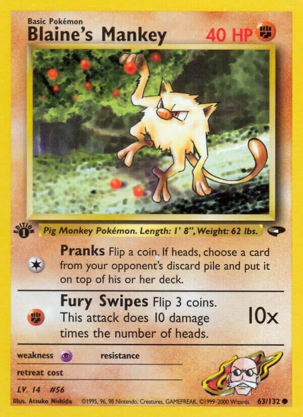Blaine's Mankey 063/132 — Gym Challenge (English Pokémon TCG card)
