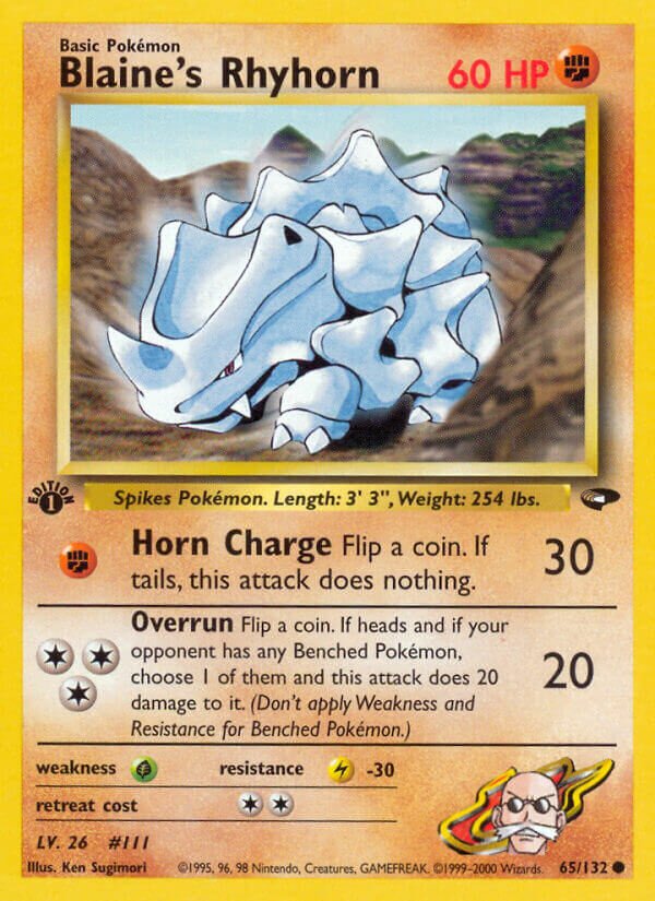 Blaine's Rhyhorn 065/132 — Gym Challenge (English Pokémon TCG card)