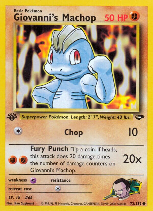 Giovanni's Machop 072/132 — Gym Challenge (English Pokémon TCG card)