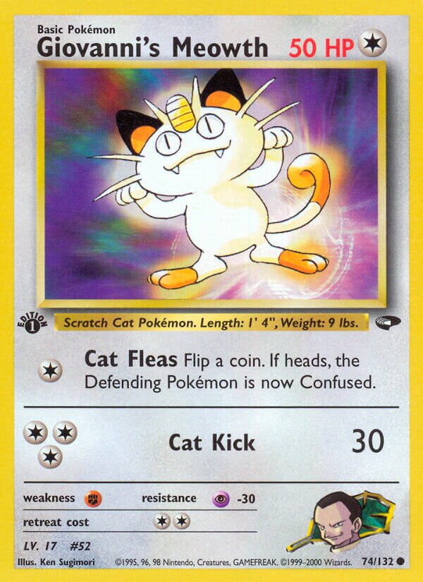 Giovanni's Meowth 074/132 — Gym Challenge (English Pokémon TCG card)