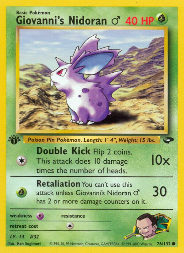 Giovanni's Nidoran ♂ 076/132 — Gym Challenge (English Pokémon TCG card)