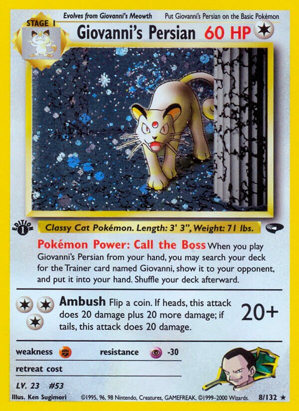 Giovanni's Persian 008/132 — Gym Challenge (English Pokémon TCG card)