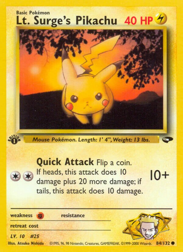 Lt. Surge's Pikachu 084/132 — Gym Challenge (English Pokémon TCG card)