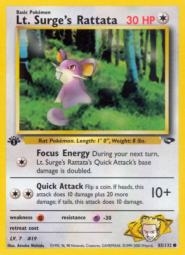 Lt. Surge's Rattata 085/132 — Gym Challenge (English Pokémon TCG card)