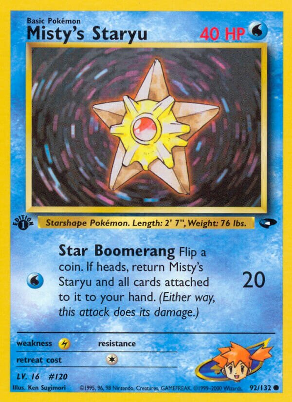Misty's Staryu 092/132 — Gym Challenge (English Pokémon TCG card)