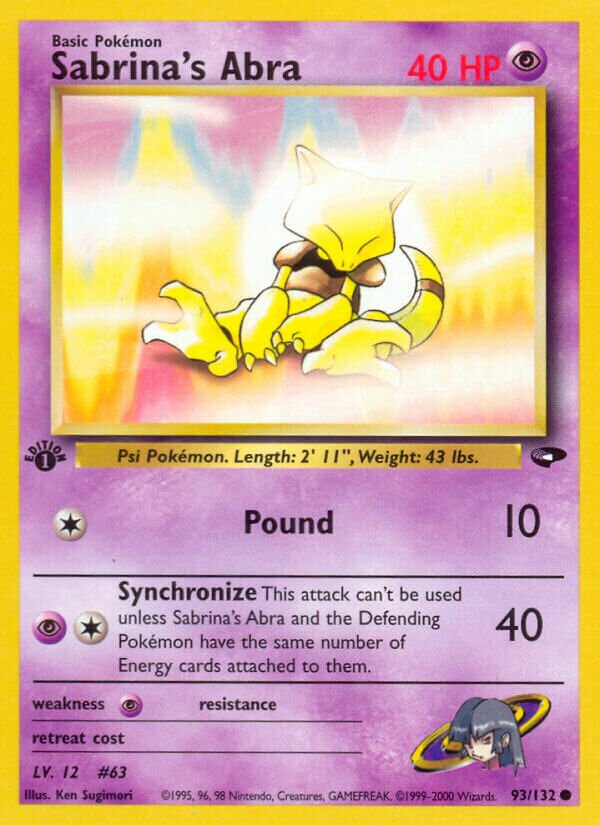 Sabrina's Abra 093/132 — Gym Challenge (English Pokémon TCG card)
