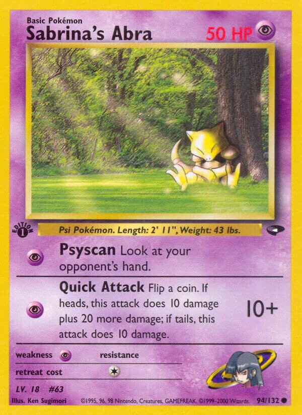 Sabrina's Abra 094/132 — Gym Challenge (English Pokémon TCG card)