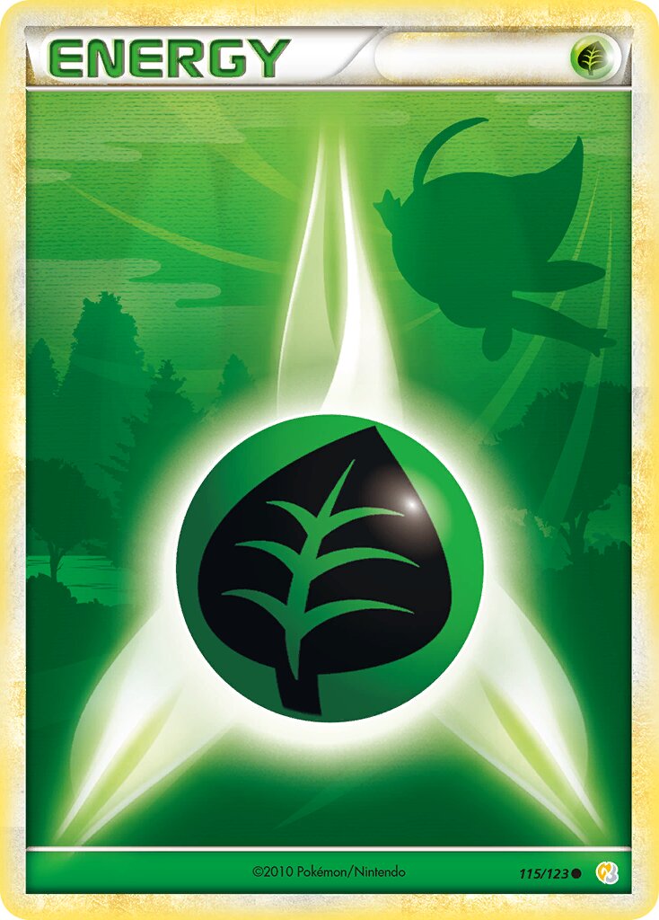 Grass Energy 115 — HeartGold & SoulSilver (English Pokémon TCG card)