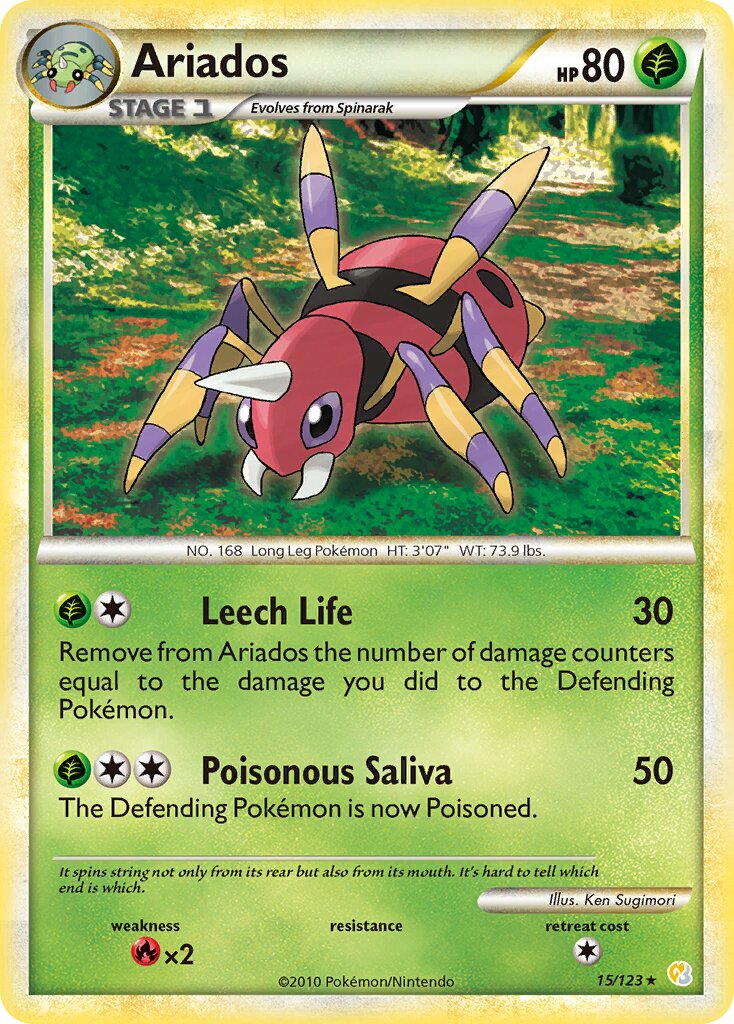 Ariados 015 — HeartGold & SoulSilver (English Pokémon TCG card)