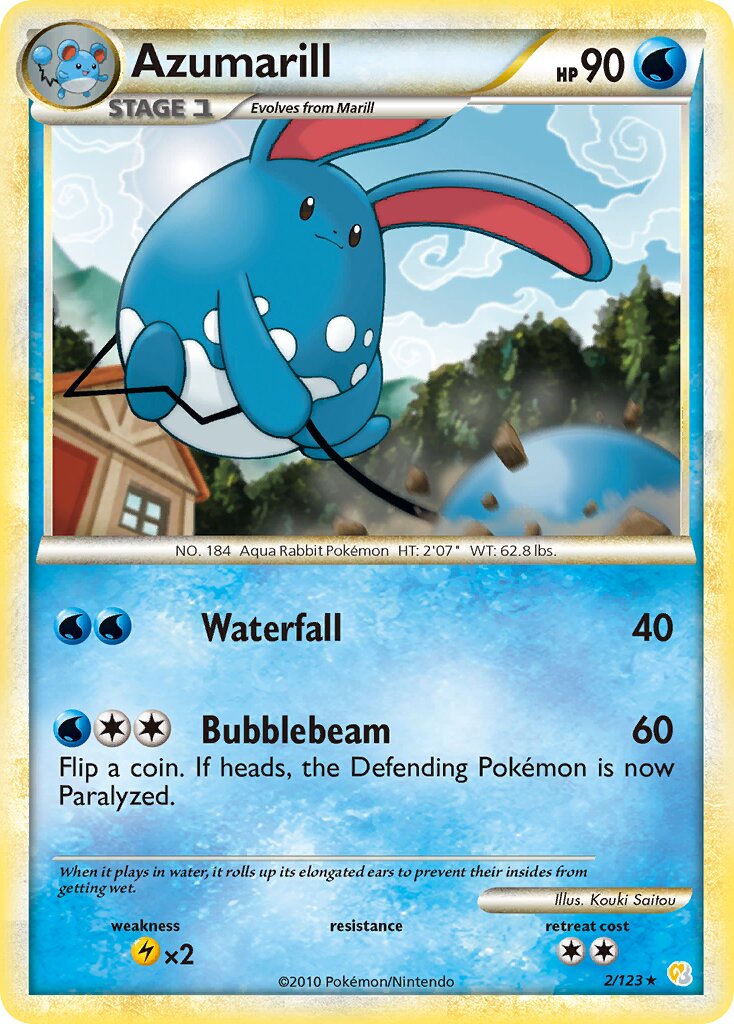 Azumarill 002 — HeartGold & SoulSilver (English Pokémon TCG card)