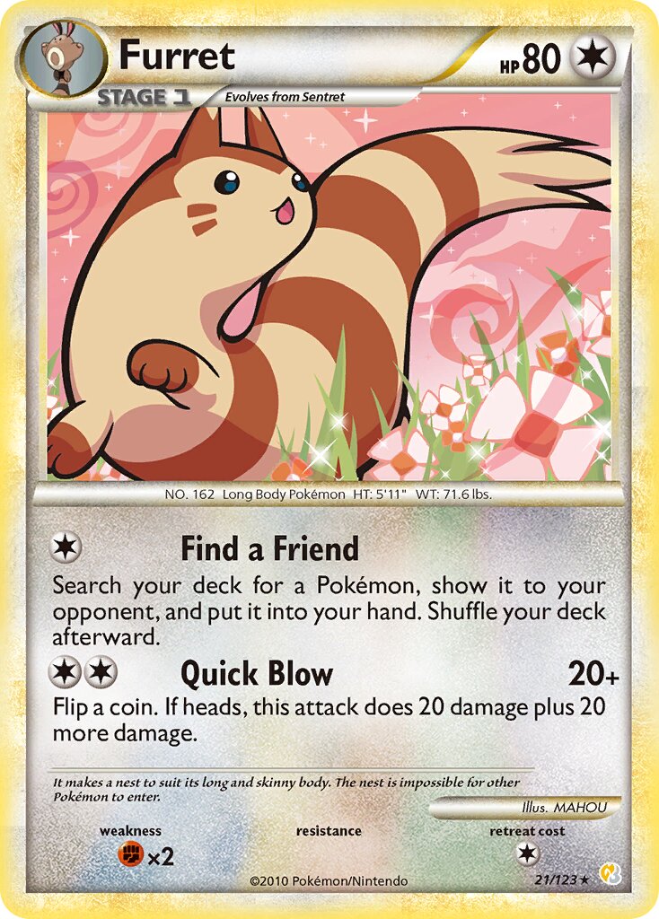 Furret 021 — HeartGold & SoulSilver (English Pokémon TCG card)