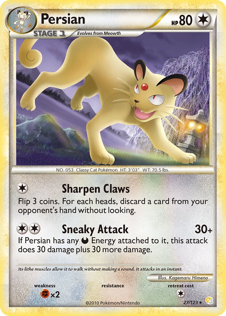 Persian 027 — HeartGold & SoulSilver (English Pokémon TCG card)