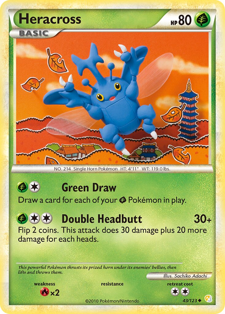 Heracross 043 — HeartGold & SoulSilver (English Pokémon TCG card)