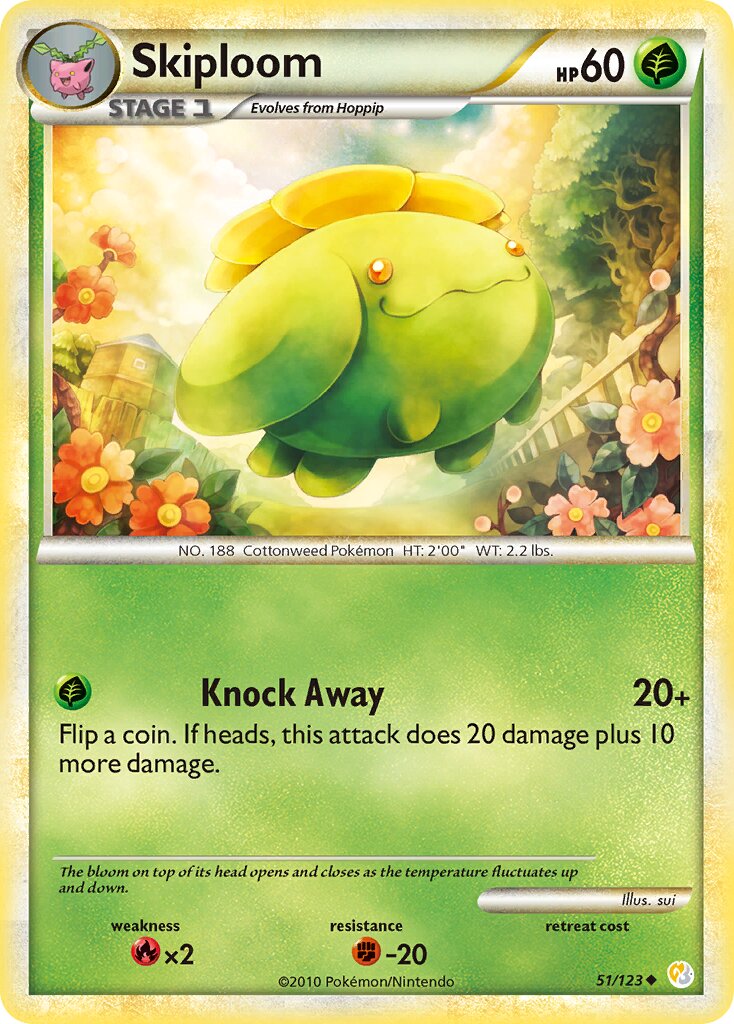 Skiploom 051 — HeartGold & SoulSilver (English Pokémon TCG card)