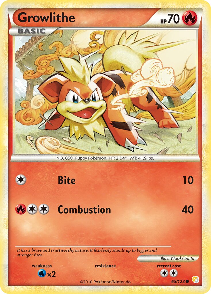 Growlithe 065 — HeartGold & SoulSilver (English Pokémon TCG card)