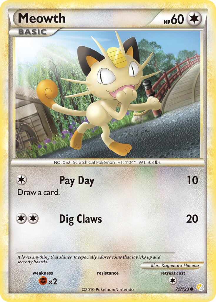 Meowth 075 — HeartGold & SoulSilver (English Pokémon TCG card)