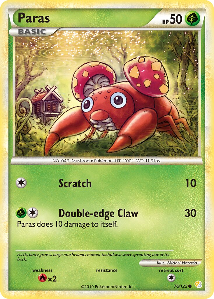 Paras 076 — HeartGold & SoulSilver (English Pokémon TCG card)