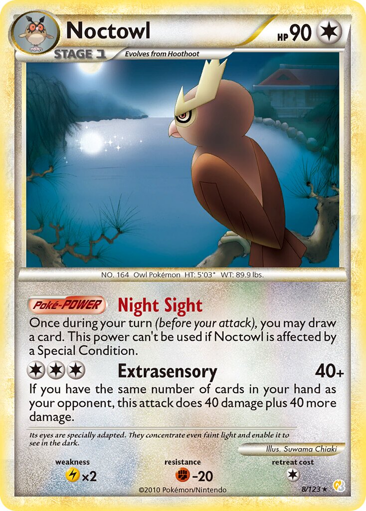 Noctowl 008 — HeartGold & SoulSilver (English Pokémon TCG card)