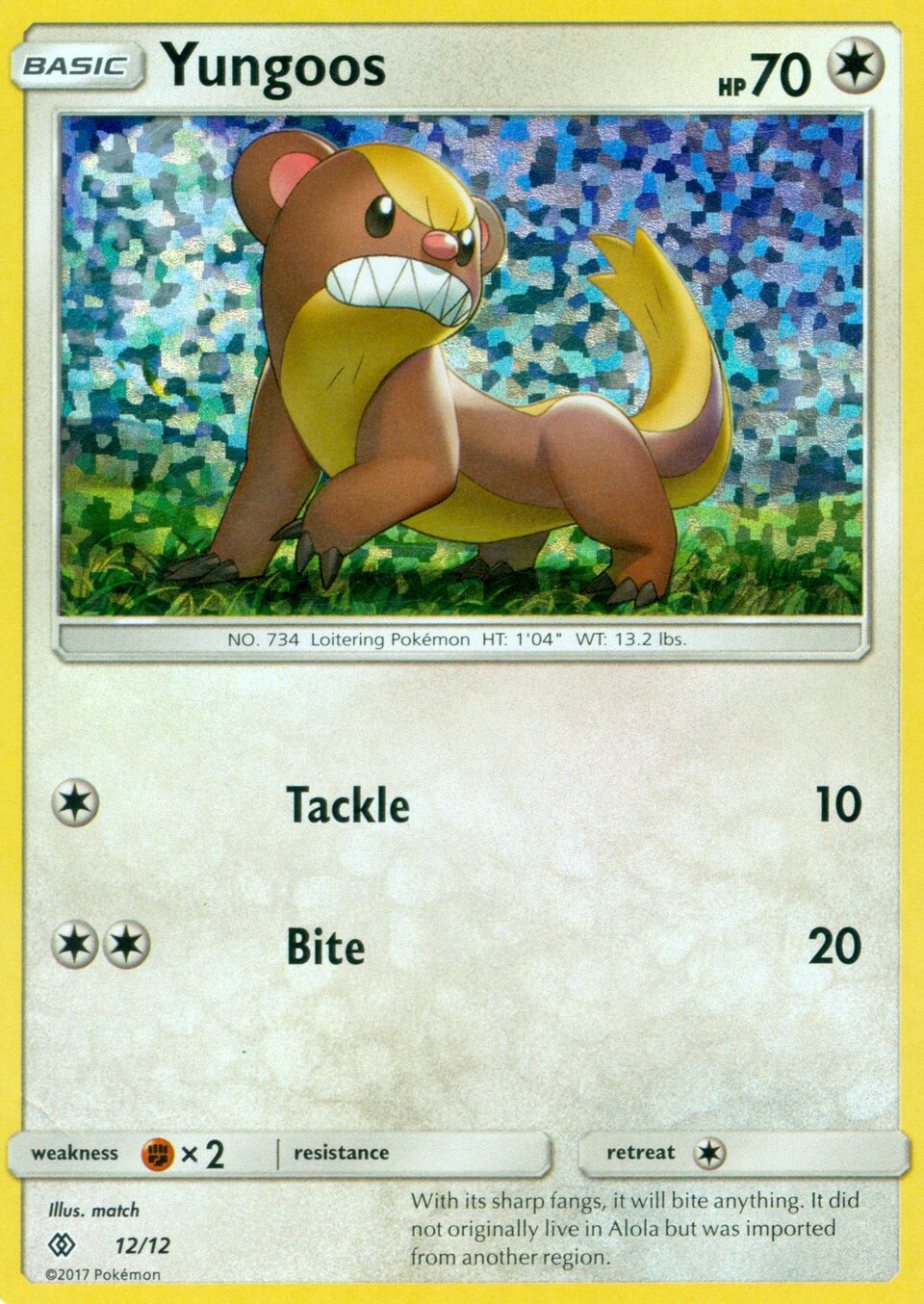 Yungoos 012/12 — Collezione McDonald's 2017 (Italian Pokémon TCG card)