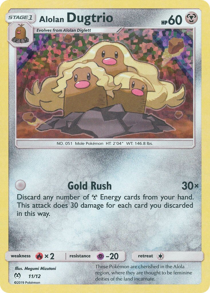 Alolan Dugtrio 011/12 — Collezione McDonald's 2019 (Italian Pokémon TCG card)