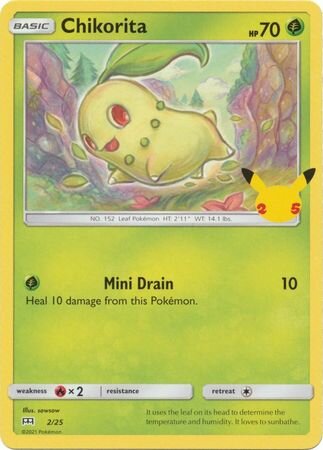 Chikorita 002/25 — McDonald's 25th Anniversary (2021) (English Pokémon TCG card)