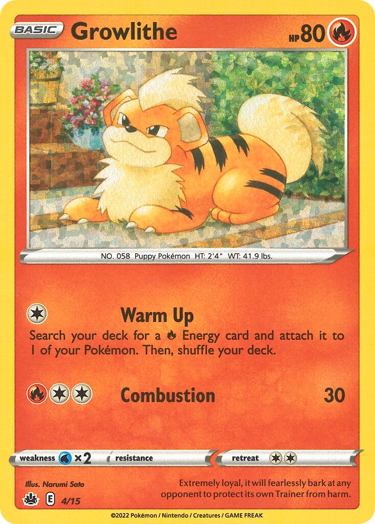 Growlithe 004/15 — Battaglia Match McDonald's 2022 (Italian Pokémon TCG card)