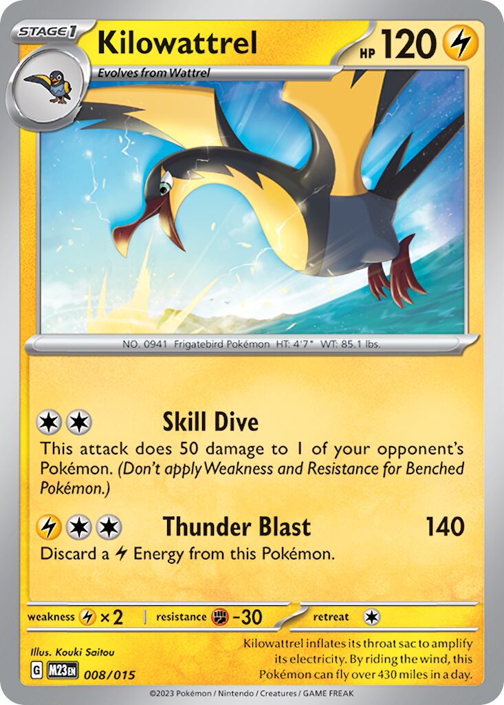 Kilowattrel 008/15 — Battaglia Match McDonald's 2023 (Italian Pokémon TCG card)