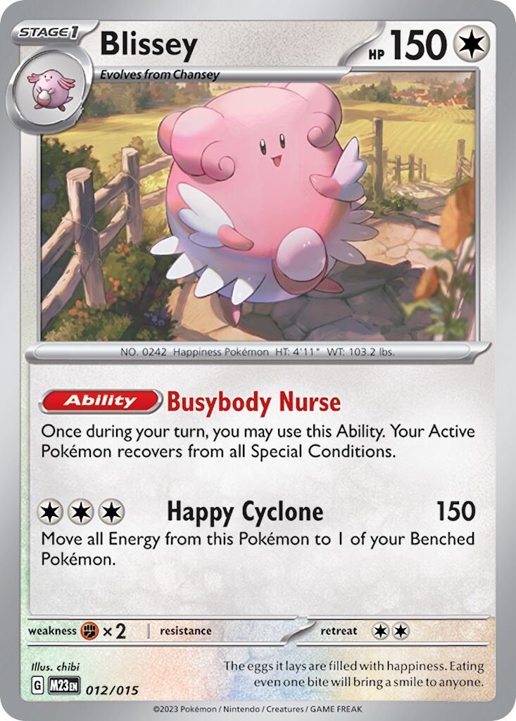 Blissey 012/15 — Battaglia Match McDonald's 2023 (Italian Pokémon TCG card)