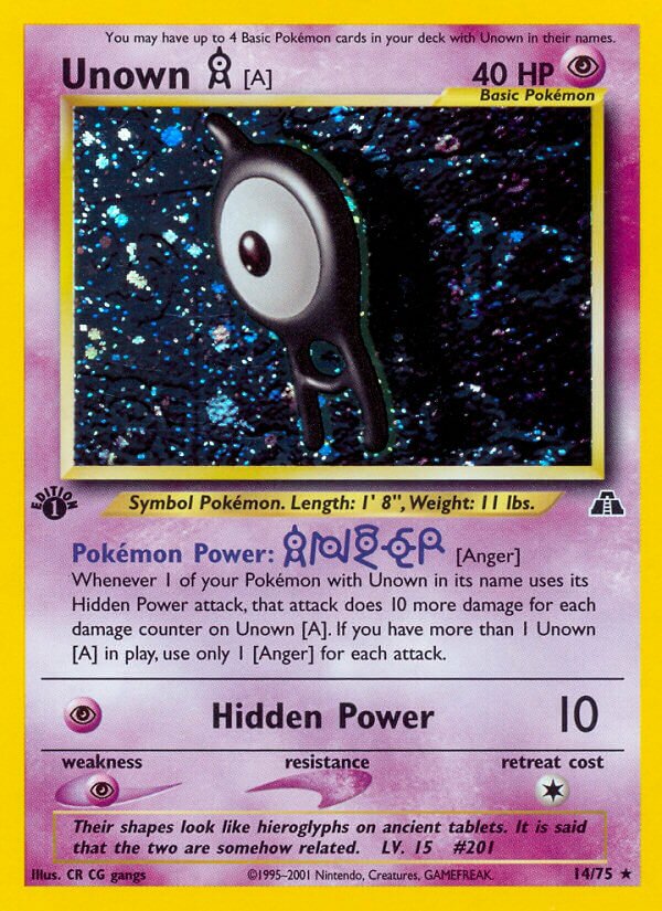 Unown [A] 014/75 — Neo Discovery (English Pokémon TCG card)