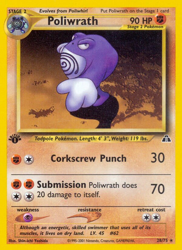Poliwrath 028/75 — Neo Discovery (English Pokémon TCG card)