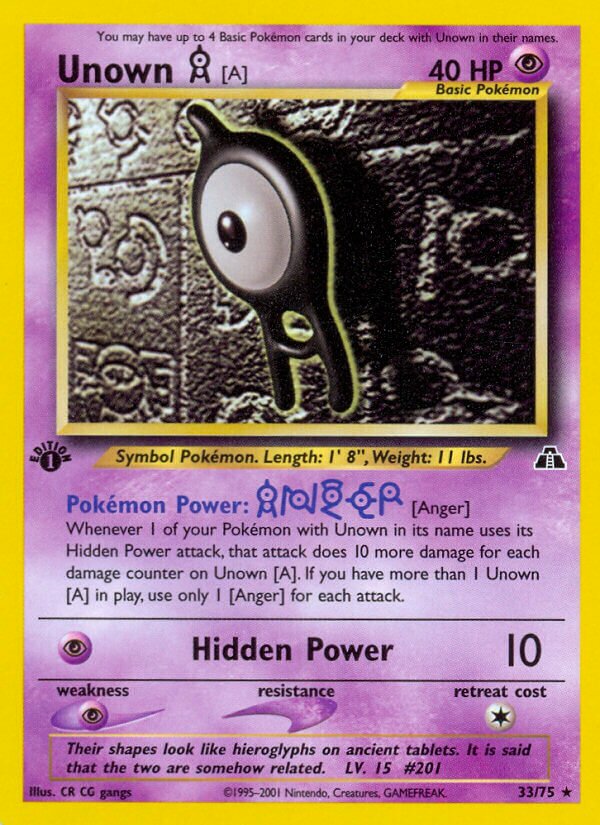 Unown [A] 033/75 — Neo Discovery (English Pokémon TCG card)