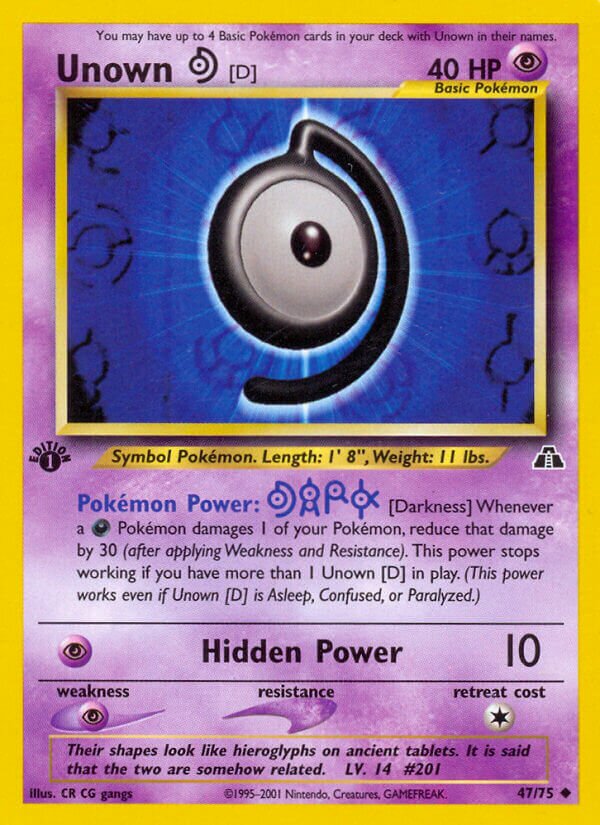 Unown [D] 047/75 — Neo Discovery (English Pokémon TCG card)