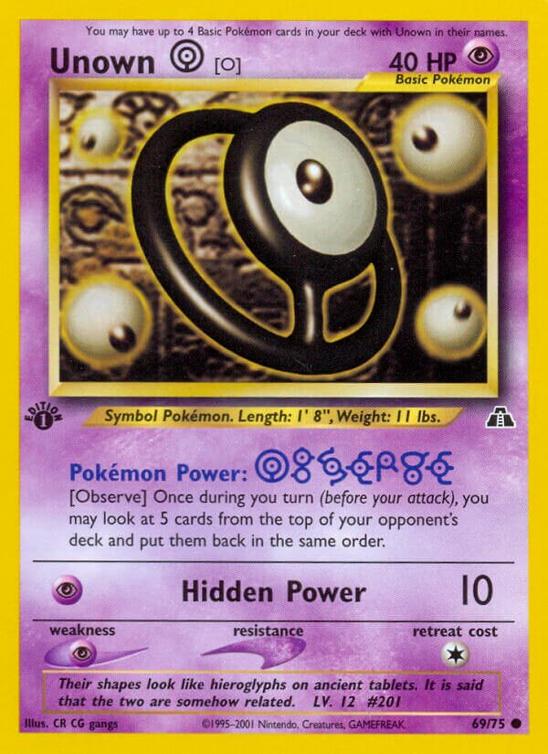 Unown [O] 069/75 — Neo Discovery (English Pokémon TCG card)