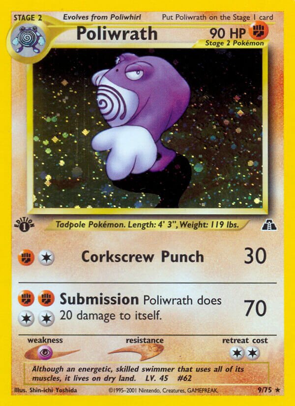 Poliwrath 009/75 — Neo Discovery (English Pokémon TCG card)