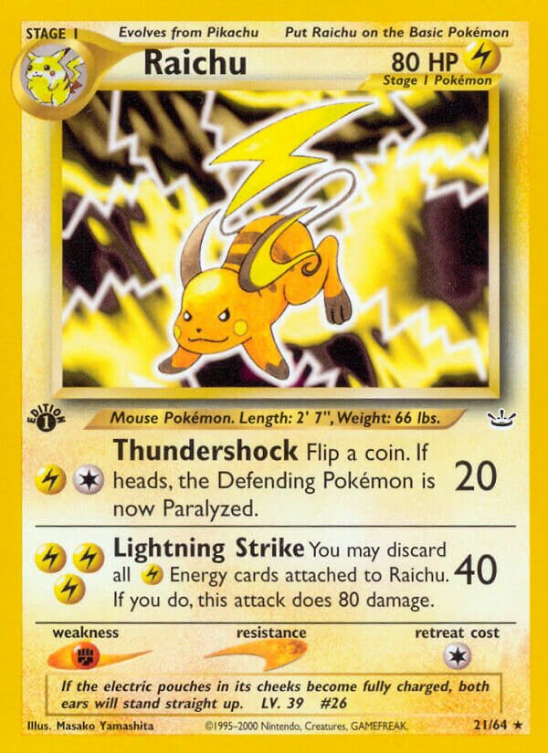 Raichu 021/64 — Neo Revelation (English Pokémon TCG card)