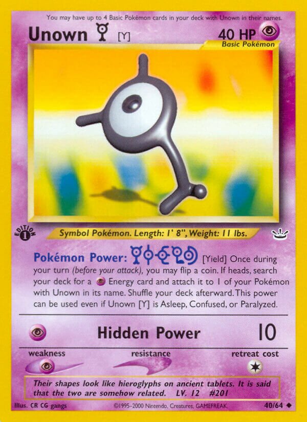 Unown [Y] 040/64 — Neo Revelation (English Pokémon TCG card)