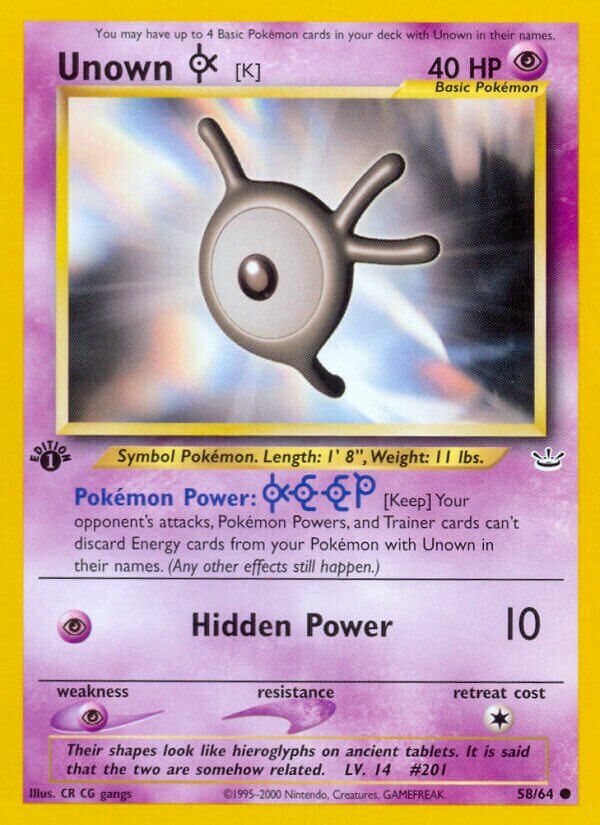 Unown [K] 058/64 — Neo Revelation (English Pokémon TCG card)