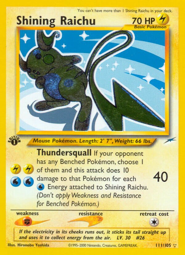 Shining Raichu 111/105 — Neo Destiny (English Pokémon TCG card)