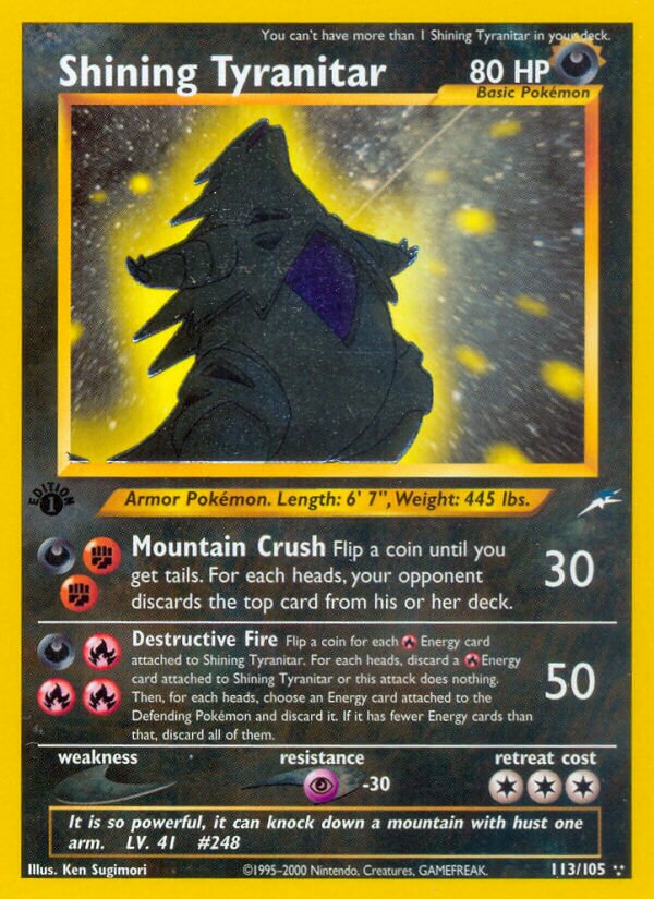 Shining Tyranitar 113/105 — Neo Destiny (English Pokémon TCG card)
