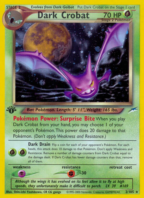 Dark Crobat 002/105 — Neo Destiny (English Pokémon TCG card)