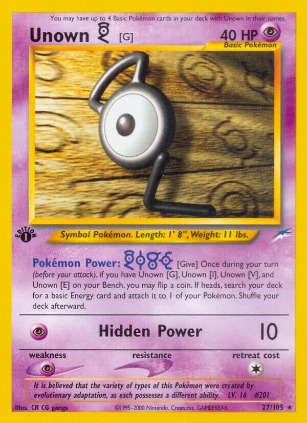 Unown [G] 027/105 — Neo Destiny (English Pokémon TCG card)