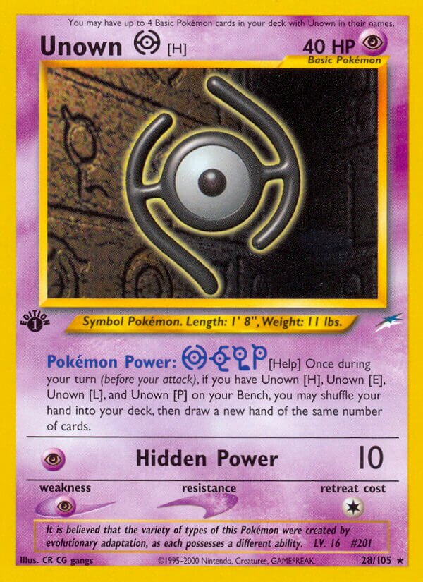 Unown [H] 028/105 — Neo Destiny (English Pokémon TCG card)
