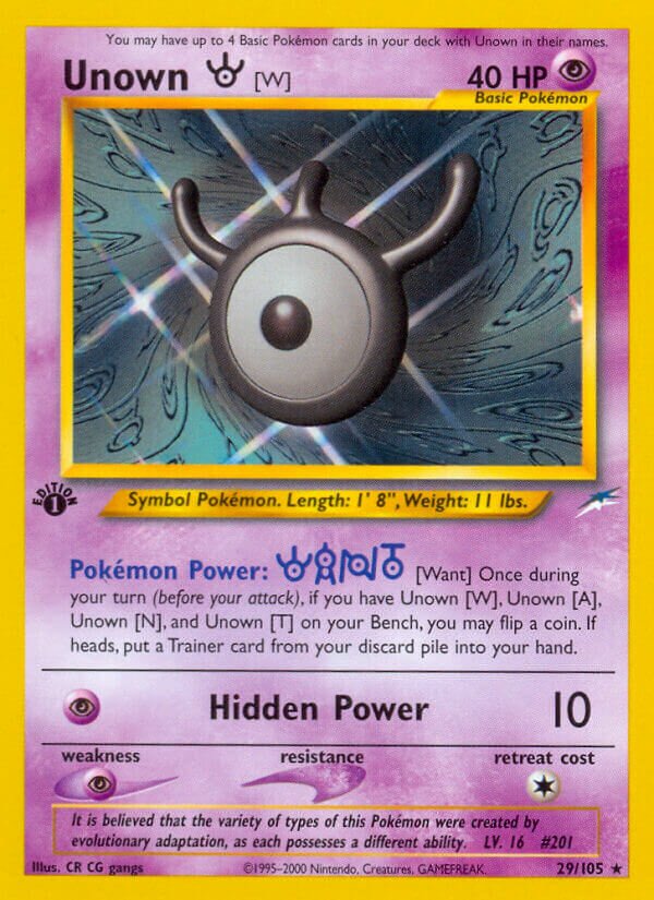 Unown [W] 029/105 — Neo Destiny (English Pokémon TCG card)