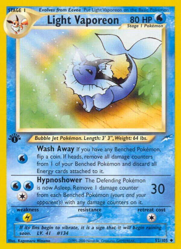 Light Vaporeon 052/105 — Neo Destiny (English Pokémon TCG card)