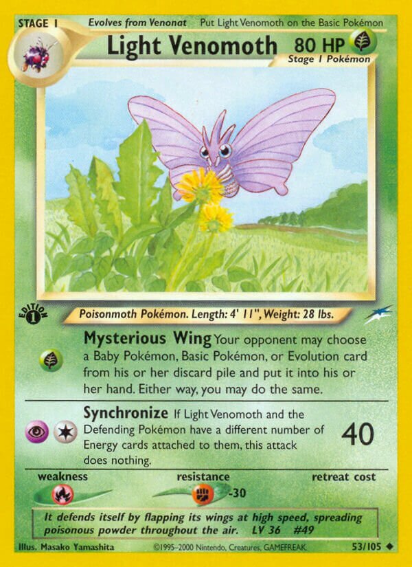 Light Venomoth 053/105 — Neo Destiny (English Pokémon TCG card)