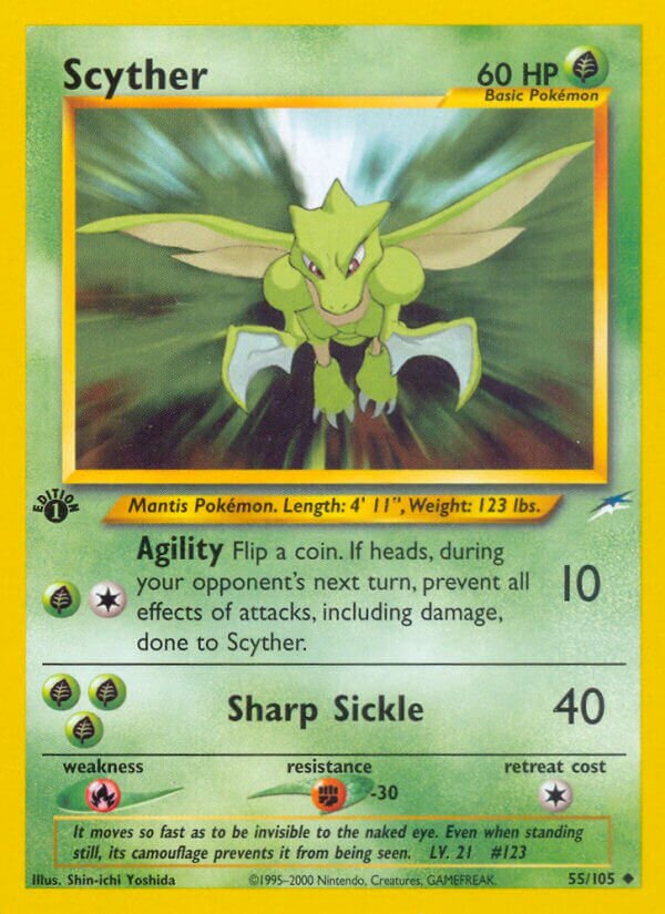 Scyther 055/105 — Neo Destiny (English Pokémon TCG card)